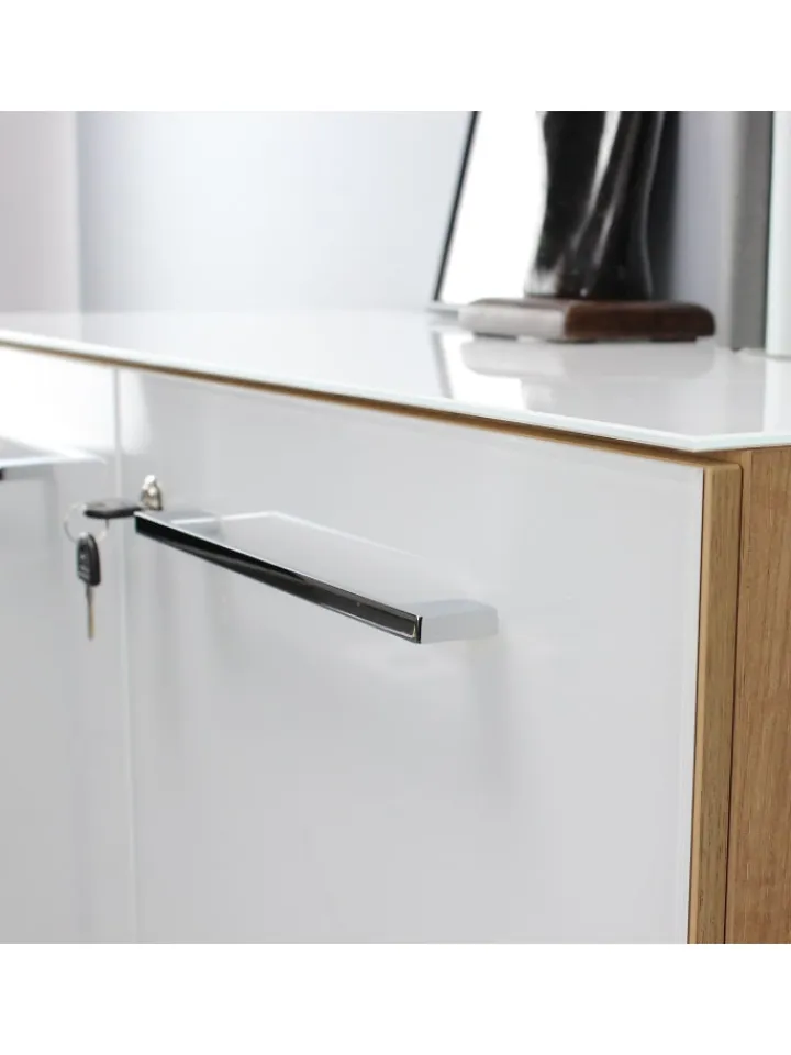 KADIMA DESIGN Möbel-Sets<Büro-Set 2-tlg 120cm hoch Kommode x Regal, Glas Front in Chalet-Eiche-Nb.-Weiß