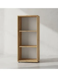 KADIMA DESIGN Möbel-Sets<Büro-Set 2-tlg 120cm hoch Kommode x Regal, Glas Front in Chalet-Eiche-Nb.-Weiß
