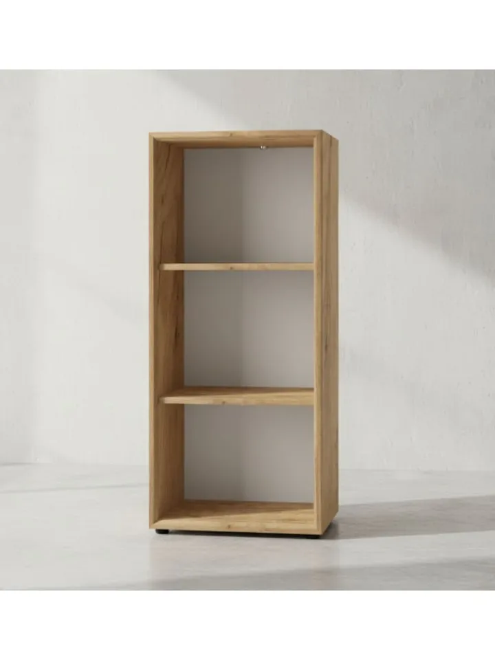 KADIMA DESIGN Möbel-Sets<Büro-Set 2-tlg 120cm hoch Kommode x Regal, Glas Front in Chalet-Eiche-Nb.-Weiß