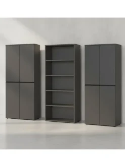 KADIMA DESIGN Möbel-Sets<Büro-Set XL Schrankwand Soft-Close Graphit Aktenschrank Büromöbel