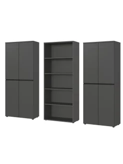 KADIMA DESIGN Möbel-Sets<Büro-Set XL Schrankwand Soft-Close Graphit Aktenschrank Büromöbel