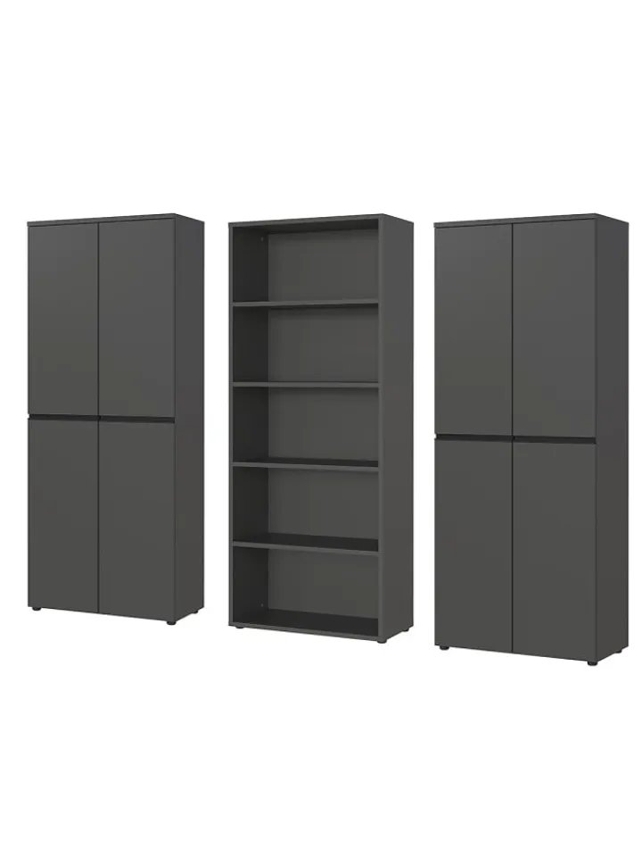 KADIMA DESIGN Möbel-Sets<Büro-Set XL Schrankwand Soft-Close Graphit Aktenschrank Büromöbel