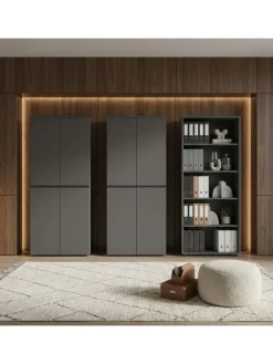 KADIMA DESIGN Möbel-Sets<Büro-Set XL Schrankwand Soft-Close Graphit Aktenschrank Büromöbel