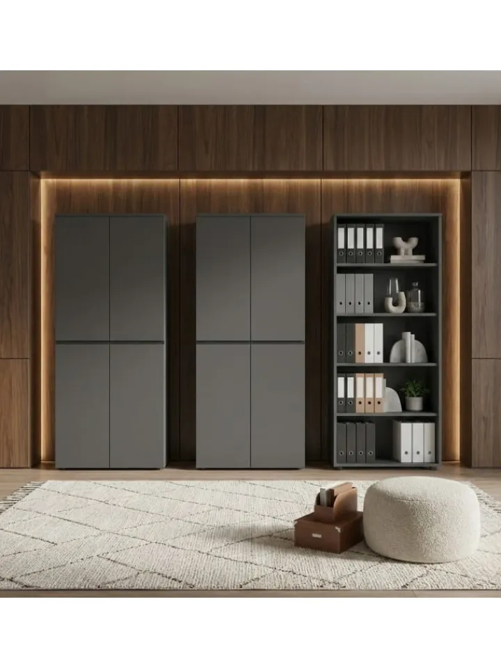 KADIMA DESIGN Möbel-Sets<Büro-Set XL Schrankwand Soft-Close Graphit Aktenschrank Büromöbel