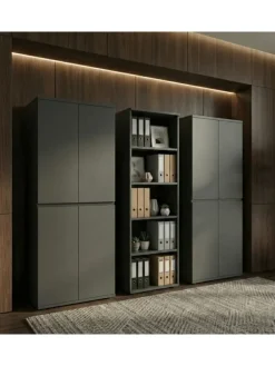 KADIMA DESIGN Möbel-Sets<Büro-Set XL Schrankwand Soft-Close Graphit Aktenschrank Büromöbel