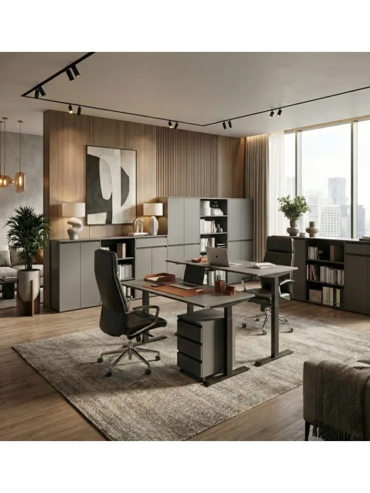 KADIMA DESIGN Möbel-Sets<Büro-Set XL Schrankwand Soft-Close Graphit Aktenschrank Büromöbel
