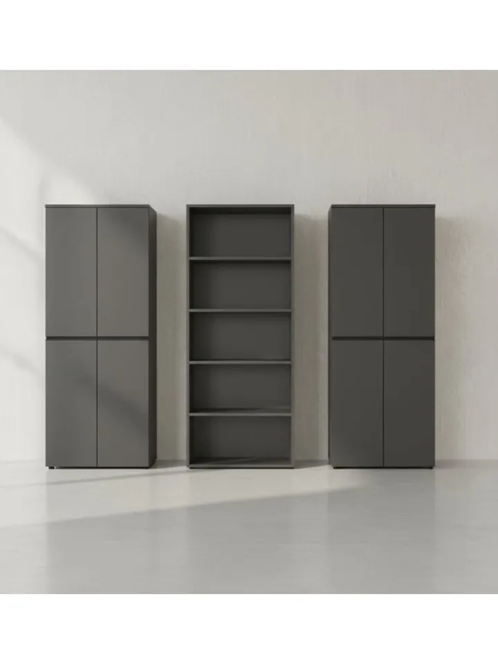 KADIMA DESIGN Möbel-Sets<Büro-Set XL Schrankwand Soft-Close Graphit Aktenschrank Büromöbel