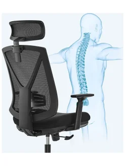 Songmics Sitzmöbel<Bürostuhl in Schwarz - (B)70 x (H)133 x (T)68,5 cm