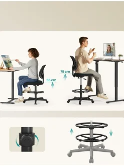 Songmics Sitzmöbel<Bürostuhl in Schwarz - (B)64 x (H)117 x (T)40 cm