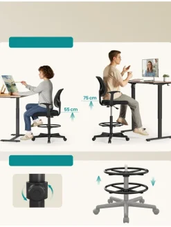 Songmics Sitzmöbel<Bürostuhl in Schwarz - (B)64 x (H)117 x (T)40 cm
