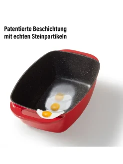 Stoneline Kochgeschirr<Bräter Schmortopf 43x26 cm | mit Deckel in Rot