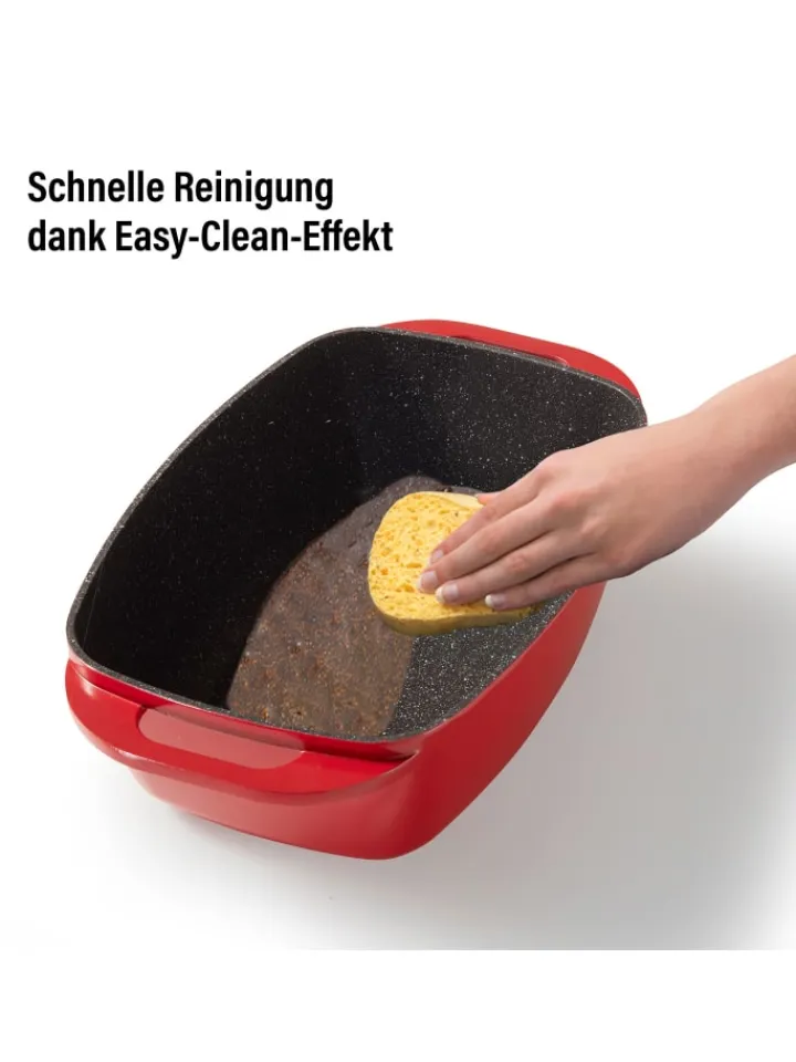 Stoneline Kochgeschirr<Bräter Schmortopf 43x26 cm | mit Deckel in Rot