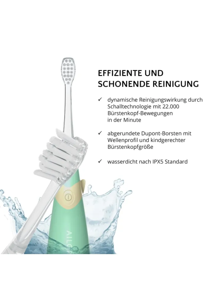 Ailoria Zahn & Mundpflege<BUBBLE BRUSH Kinder-Schallzahnbürste in grün