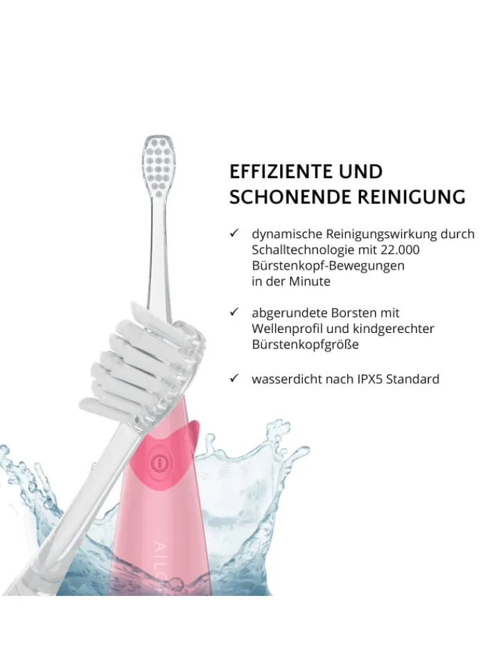 Ailoria Zahn & Mundpflege<BUBBLE BRUSH Kinder-Schallzahnbürste in rosa