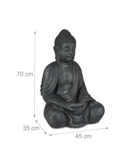 relaxdays Gartendekoration<Buddha Figur in Anthrazit - (H)70 cm