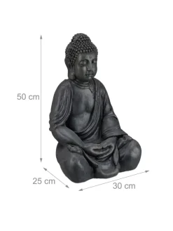 relaxdays Gartendekoration<Buddha Figur in Dunkelgrau - (H)50 cm