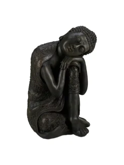 relaxdays Gartendekoration<Buddha Figur in Dunkelgrau - (H)60 cm