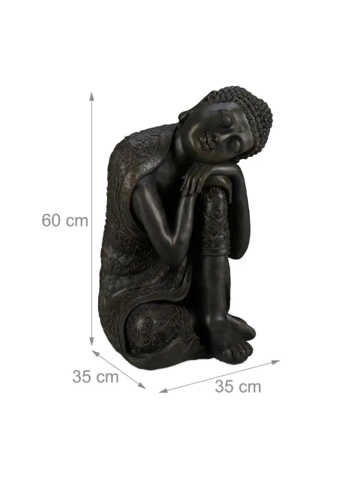 relaxdays Gartendekoration<Buddha Figur in Dunkelgrau - (H)60 cm