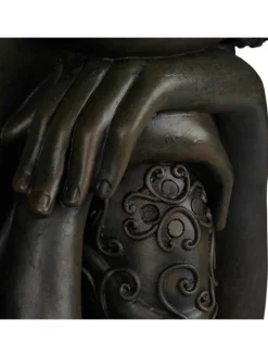relaxdays Gartendekoration<Buddha Figur in Dunkelgrau - (H)60 cm