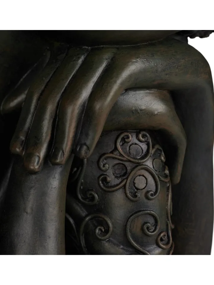 relaxdays Gartendekoration<Buddha Figur in Dunkelgrau - (H)60 cm