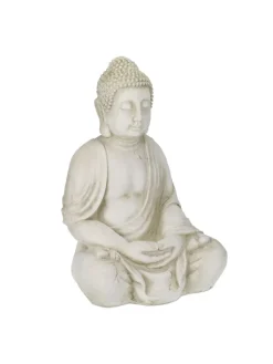 relaxdays Gartendekoration<Buddha-Figur in Creme - (H)70 cm