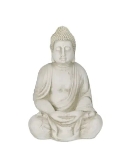 relaxdays Gartendekoration<Buddha-Figur in Creme - (H)70 cm