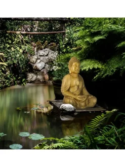 relaxdays Gartendekoration<Buddha-Figur in Gold