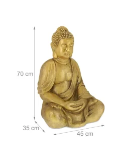 relaxdays Gartendekoration<Buddha-Figur in Gold