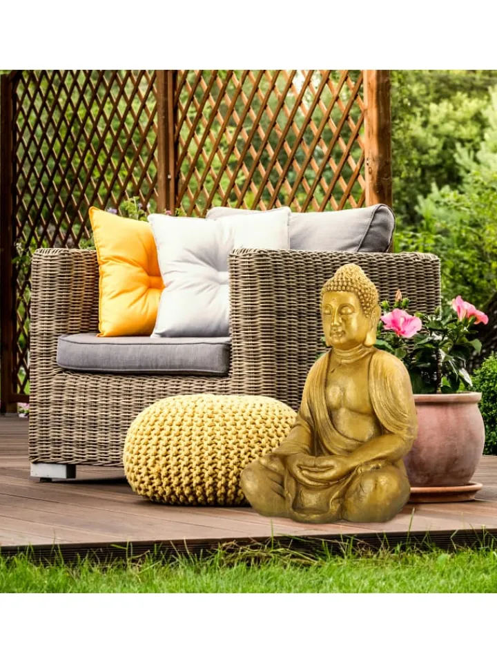 relaxdays Gartendekoration<Buddha-Figur in Gold