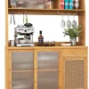 COSTWAY Regale & Schränke<Buffetschrank Bambus in Hellbraun