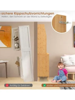 COSTWAY Regale & Schränke<Buffetschrank Bambus in Hellbraun