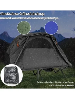 COSTWAY Gartenmöbel<Campingzelt mit selbstaufblasender Matratze für 2 Personen in Grau