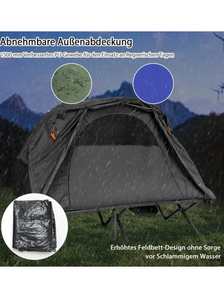 COSTWAY Gartenmöbel<Campingzelt mit selbstaufblasender Matratze für 2 Personen in Grau
