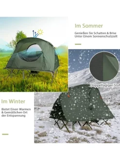 COSTWAY Gartenmöbel<Campingzelt mit selbstaufblasender Matratze für 2 Personen in Grün