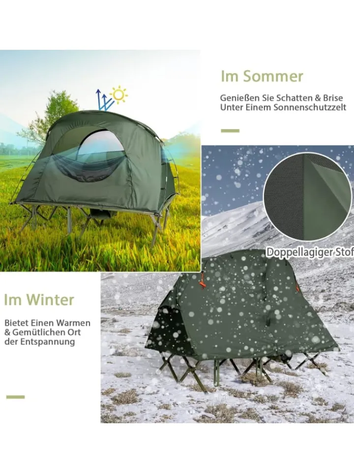 COSTWAY Gartenmöbel<Campingzelt mit selbstaufblasender Matratze für 2 Personen in Grün