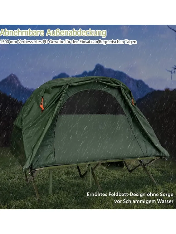 COSTWAY Gartenmöbel<Campingzelt mit selbstaufblasender Matratze für 2 Personen in Grün