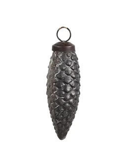 Clayre & Eef Weihnachtsschmuck<Christbaumkugel in Grau - (H)10 x Ø 5 cm