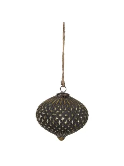 Clayre & Eef Weihnachtsschmuck<Christbaumkugel in Schwarz/ Gold - (L)13 x Ø 10 cm