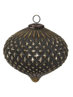 Clayre & Eef Weihnachtsschmuck<Christbaumkugel in Schwarz/ Gold - (L)13 x Ø 10 cm