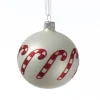 MARELIDA Weihnachtsschmuck<Christbaumkugel Zuckerstange Weihnachtskugel Glas D: 8cm in matt weiß