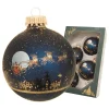 Krebs Glas Lauscha Weihnachtsschmuck<Christbaumkugeln in Dunkelblau/ Gold - 4 Stück