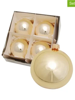 Krebs Glas Lauscha Weihnachtsschmuck<Christbaumkugeln in Gold - 4 Stück - Ø 8 cm