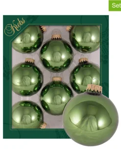 Krebs Glas Lauscha Weihnachtsschmuck<Christbaumkugeln in Grün - 8 Stück