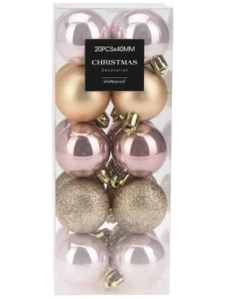 WellHome Weihnachtsschmuck<Christbaumkugeln in Rosa/ Gold - 20 Stück - Ø 4 cm