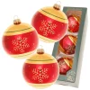 Krebs Glas Lauscha Weihnachtsschmuck<Christbaumkugeln in Rot/ Gold - 3 Stück - Ø 8 cm