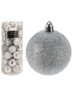 WellHome Weihnachtsschmuck<Christbaumkugeln in Silber - 35 Stück - Ø 6 cm