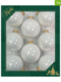 Krebs Glas Lauscha Weihnachtsschmuck<Christbaumkugeln in Weiß - 8 Stück - Ø 7 cm