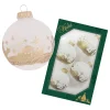 Krebs Glas Lauscha Weihnachtsschmuck<Christbaumkugeln in Weiß/ Gold - 4 Stück - Ø 7 cm