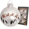 Krebs Glas Lauscha Weihnachtsschmuck<Christbaumkugeln "Santa mit Rentieren" in Silber - 4 Stück - Ø 7 cm
