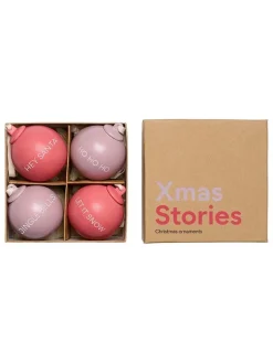 Design Letters Weihnachtsschmuck<Christbaumkugeln "XMAS" in Pink/ Lila - 4 Stück